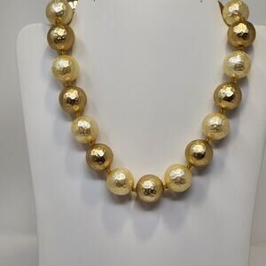 Baroque Style Faux Pearl Bauble Strand Necklace Choker Gold Tone Cream Retro